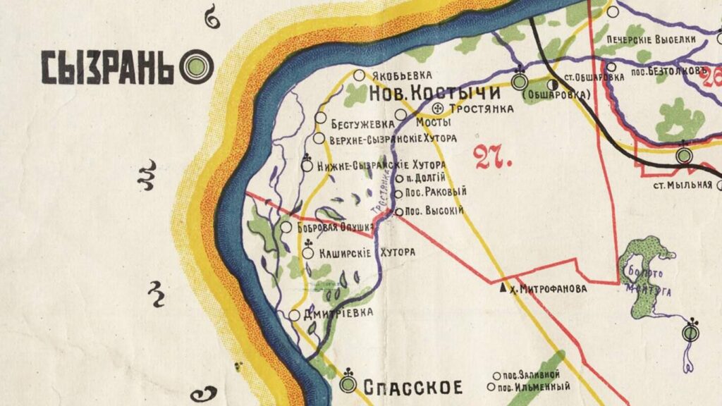 Бестужевка на карте Самарского уезда, 1912