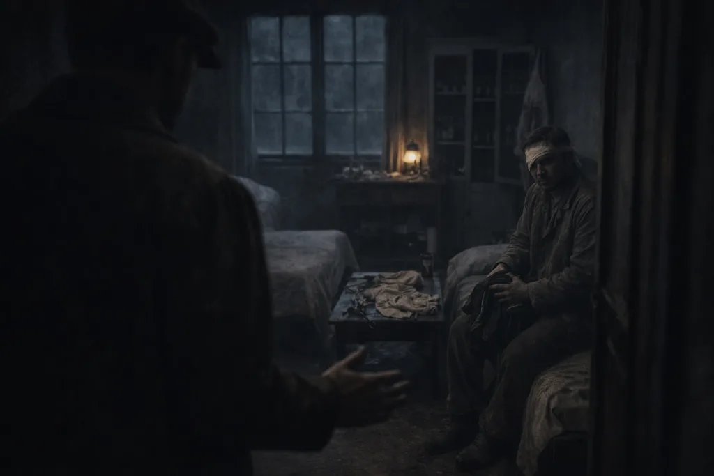 Пустеющий приёмный покой Т. Е. Гаврилова. Визуализация по описанию из мемуаров, сгенерировано с помощью ИИ