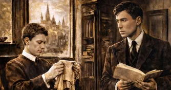 Дмитрий Самарин и Борис Пастернак. Визуализация, сгенерировано с помощью ИИ